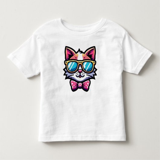 Cool Cat with Sunglasses – Toddler kids T-Shirt トドラーTシャツ (正面)