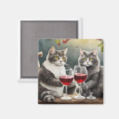 Cool Cats Are Drinking Wine Magnet! マグネット (正面/裏面)