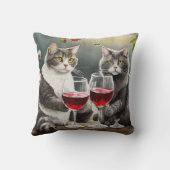 Cool Cats Are Drinking Wine Pillow! クッション (裏面)