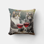 Cool Cats Are Drinking Wine Pillow! クッション (正面)