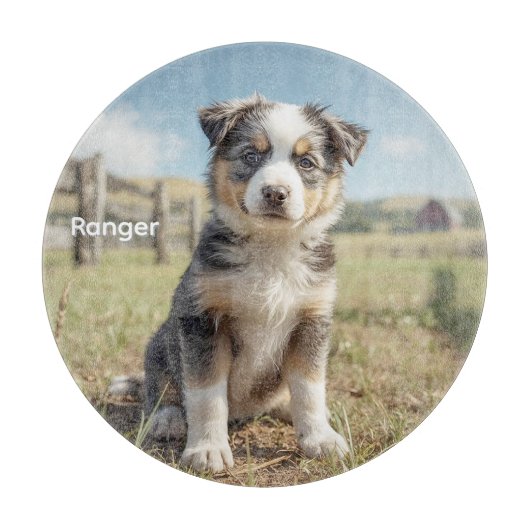 Cool Cattle Dog Peronalized Glass カッティングボード (正面)