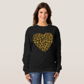 Cool Cheetah Leopard Print Heart スウェットシャツ (正面フル)