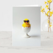 Cool Chick Hatching Day Card カード (黄色い花)