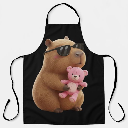 Cool Chill Capybara BBQ Apron with Teddy Bear エプロン (正面)