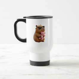 Cool Chill Capybara Hugging Teddy Bear Travel Mug トラベルマグ