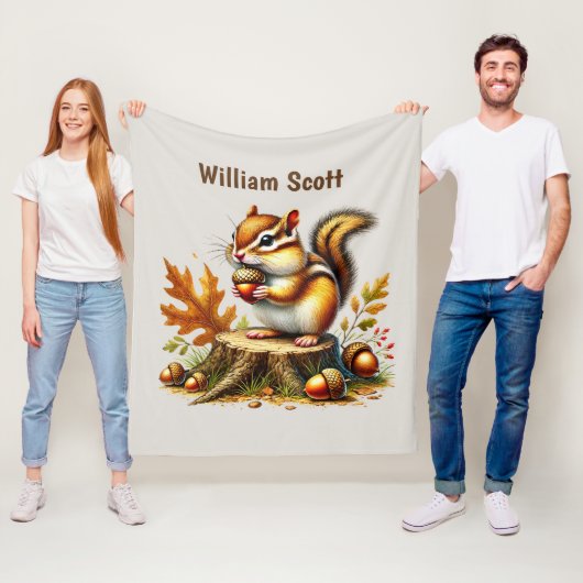 Cool chipmunk lovers add name  フリースブランケット (インサイチュ)