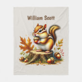 Cool chipmunk lovers add name  フリースブランケット (正面)