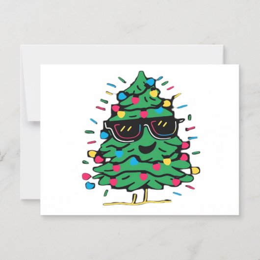 Cool Christmas Tree Classic マグネット招待状 (正面)