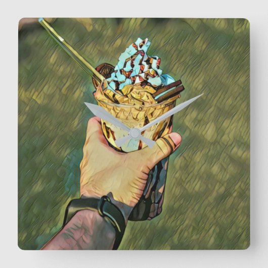 Cool cold freezing ice cream スクエア壁時計 (正面)