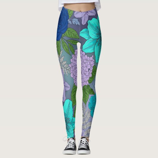 Cool colored Floral Leggings レギンス (正面)