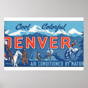 Cool Colorful Denver_Vintage Travel Poster ポスター