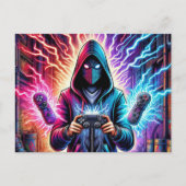 Cool colorful gamer boy  ポストカード (正面)