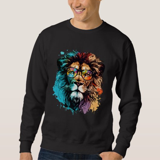 Cool Colorful Lion Animal Lion スウェットシャツ (正面)