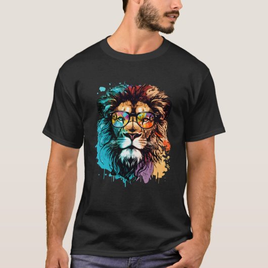 Cool Colorful Lion Animal Lion Tシャツ (正面)