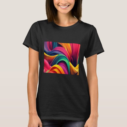 Cool Colorful Waves Illustration Graphic Designs Tシャツ (正面)