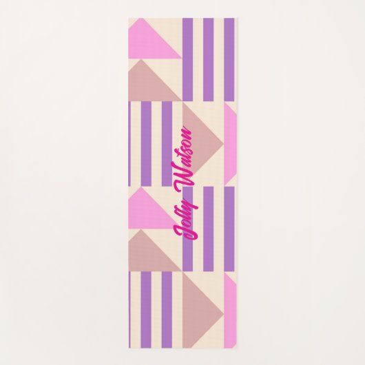 Cool Colour Geometric shape Design, Name Yoga Mat ヨガマット (正面)