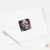 Cool Comic Woman in City with Sunglasses スクエアシール (封筒)