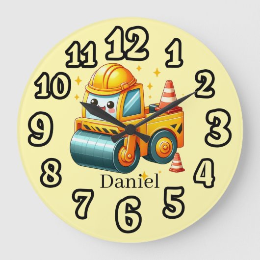 Cool Construction lovers add name ラージ壁時計 (正面)