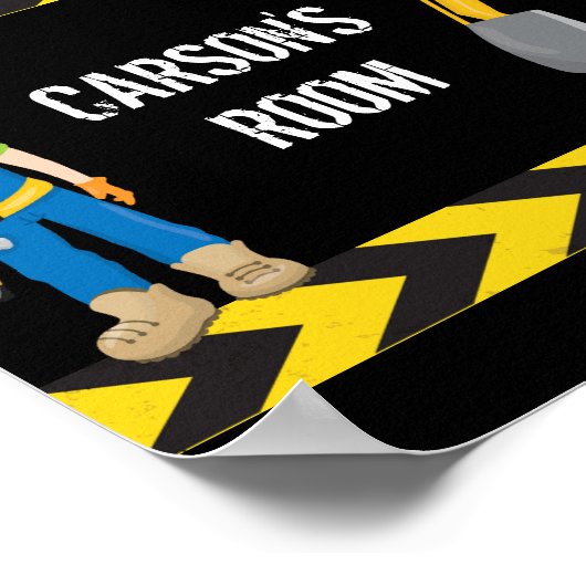 Cool Construction Vehicle Custom Kids Room Black ポスター (角)