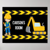 Cool Construction Vehicle Custom Kids Room Black ポスター (正面)