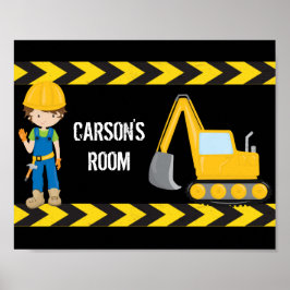Cool Construction Vehicle Custom Kids Room Black ポスター