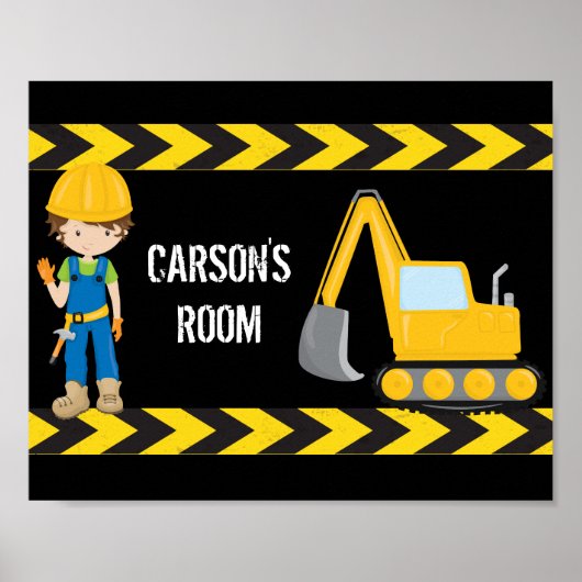 Cool Construction Vehicle Custom Kids Room Black ポスター (正面)