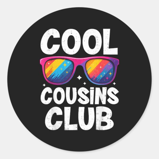 Cool Cousins Club Family Matching Funny Cousin Squ ラウンドシール (正面)