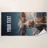 Cool Cow With Sunglasses ビーチタオル (正面)