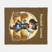 Cool cowboy lovers add name  フリースブランケット (正面(横))