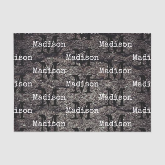 Cool Cracked asphalt road gray lines Monogram 薄葉紙 (正面)