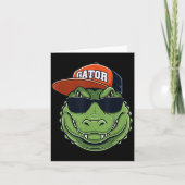 Cool Crocodile Animal Gator Graphic With Cap And S カード (正面)