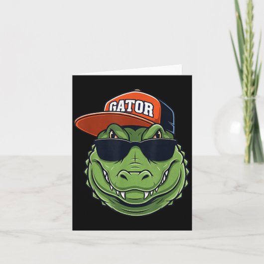Cool Crocodile Animal Gator Graphic With Cap And S カード (正面)