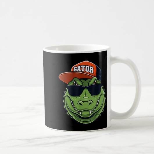 Cool Crocodile Animal Gator Graphic With Cap And S コーヒーマグカップ (右)