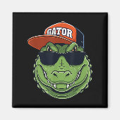 Cool Crocodile Animal Gator Graphic With Cap And S マグネット (正面)