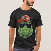 Cool Crocodile Animal Gator Graphic With Cap And S Tシャツ (正面)