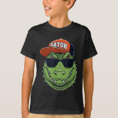 Cool Crocodile Animal Gator Graphic With Cap And S Tシャツ (正面)