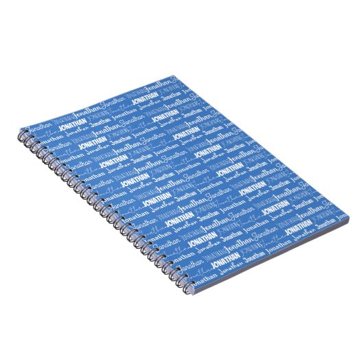 Cool Custom Blue Name Font Collage ノートブック (右側)