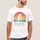 Cool Custom Cyclist Sunset Retro Triathlon Tシャツ (正面)