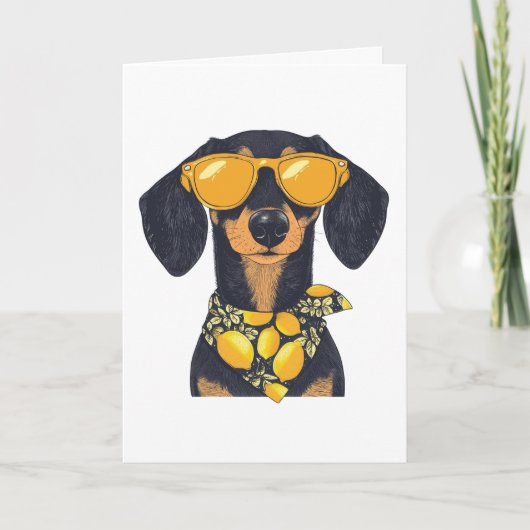 Cool Dachshund Dog Sunglasses Lemons カード (正面)
