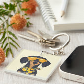 Cool Dachshund Dog Sunglasses Lemons キーホルダー (正面右)