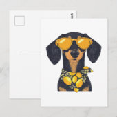 Cool Dachshund Dog Sunglasses Lemons ポストカード (正面/裏面)