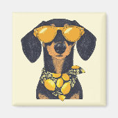 Cool Dachshund Dog Sunglasses Lemons マグネット (正面)