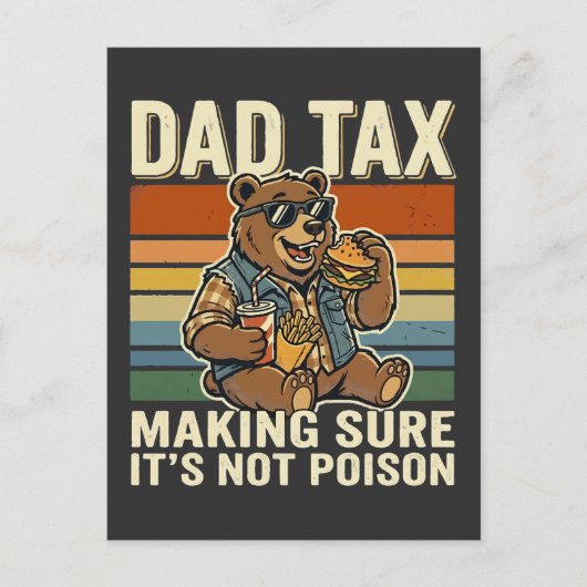 Cool Dad Bear Funny Snack Time Design  シーズンポストカード (正面)