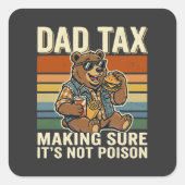 Cool Dad Bear Funny Snack Time Design  スクエアシール (正面)