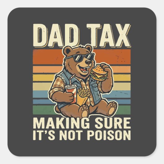 Cool Dad Bear Funny Snack Time Design スクエアシール (正面)