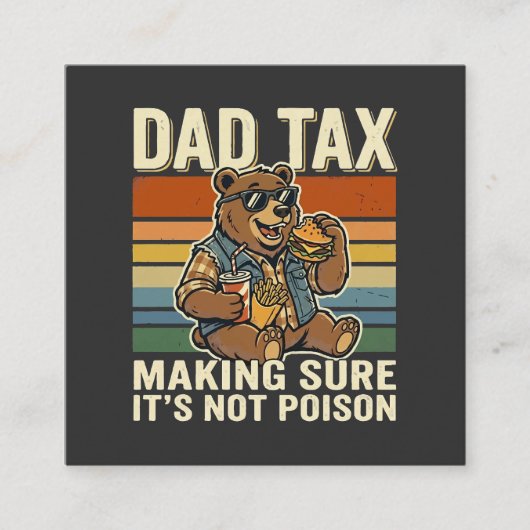 Cool Dad Bear Funny Snack Time Design スクエア名刺 (正面)
