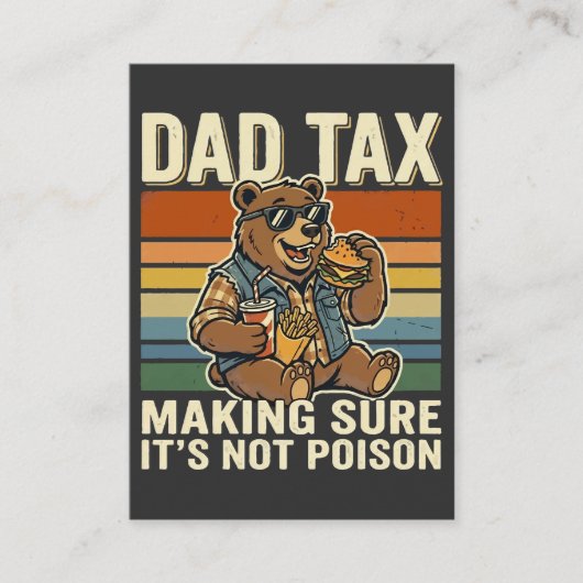 Cool Dad Bear Funny Snack Time Design 名刺 (正面)
