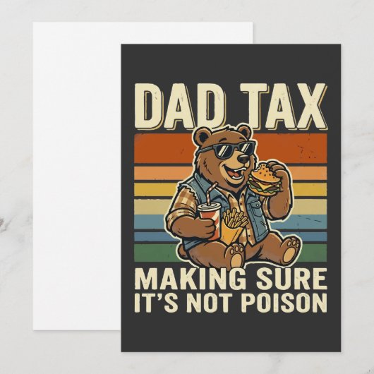 Cool Dad Bear Funny Snack Time Design  招待状 (正面/裏面)