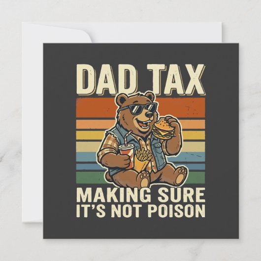 Cool Dad Bear Funny Snack Time Design 招待状 (正面)