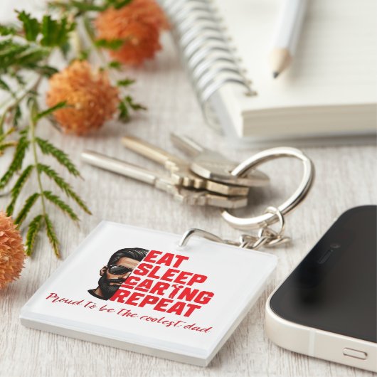 Cool Dad T-shirt Design キーホルダー (正面右)